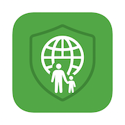 WebbyGuard Parent App Icon - a stylized blue shield with a parent and child inside.